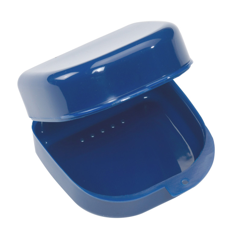 Boîte de rangement bleue pour prothèse dentaire Boîte de rangement bleue pour prothèse dentaire