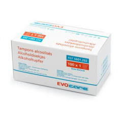 Tampons alcoolisés EVOCARE 3x6 cm - Boîte de 100