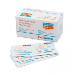 Tampons alcoolisés EVOCARE 3x6 cm - Boîte de 100