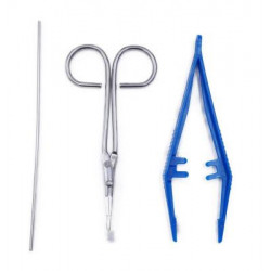 Set stérile à mèche n°2 avec stylet, pince anatomique et ciseaux