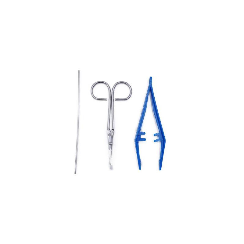 Set stérile à mèche n°2 avec stylet, pince anatomique et ciseaux
